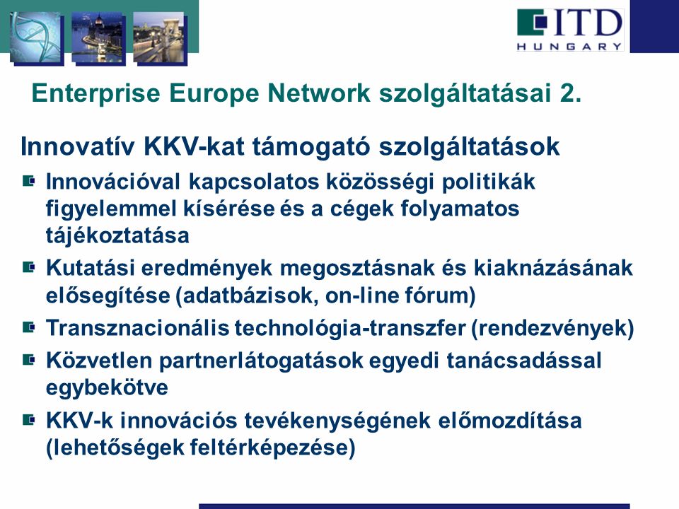 Enterprise Europe Network szolgáltatásai 2.