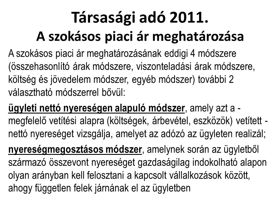 Társasági adó 2011.
