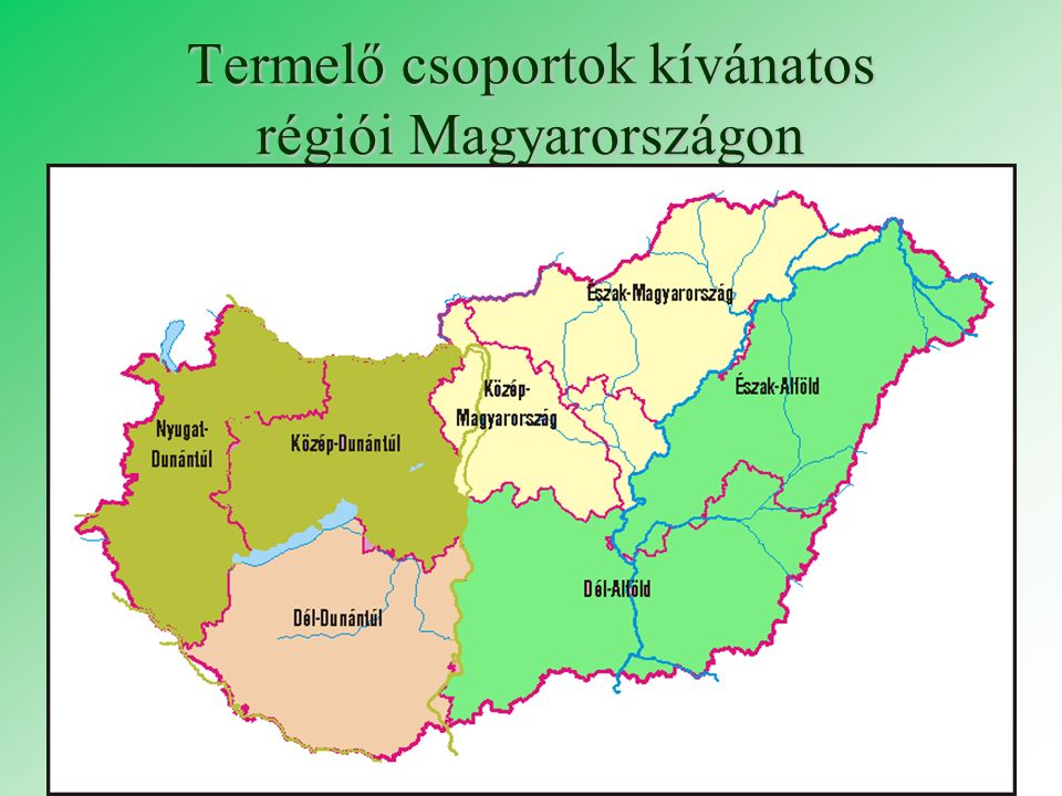 Termelő csoportok kívánatos régiói Magyarországon