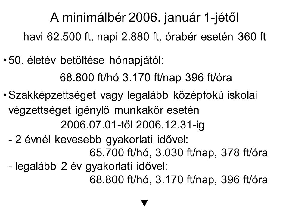 A minimálbér január 1-jétől havi ft, napi ft, órabér esetén 360 ft 50.