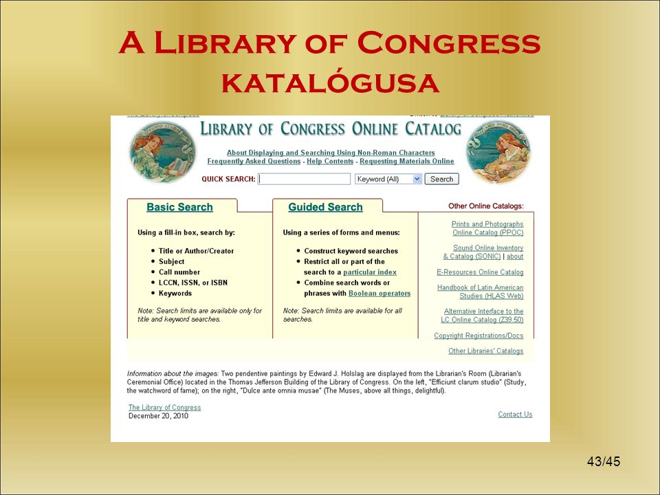 A Library of Congress katalógusa 43/45