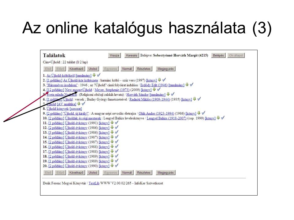 Az online katalógus használata (3)