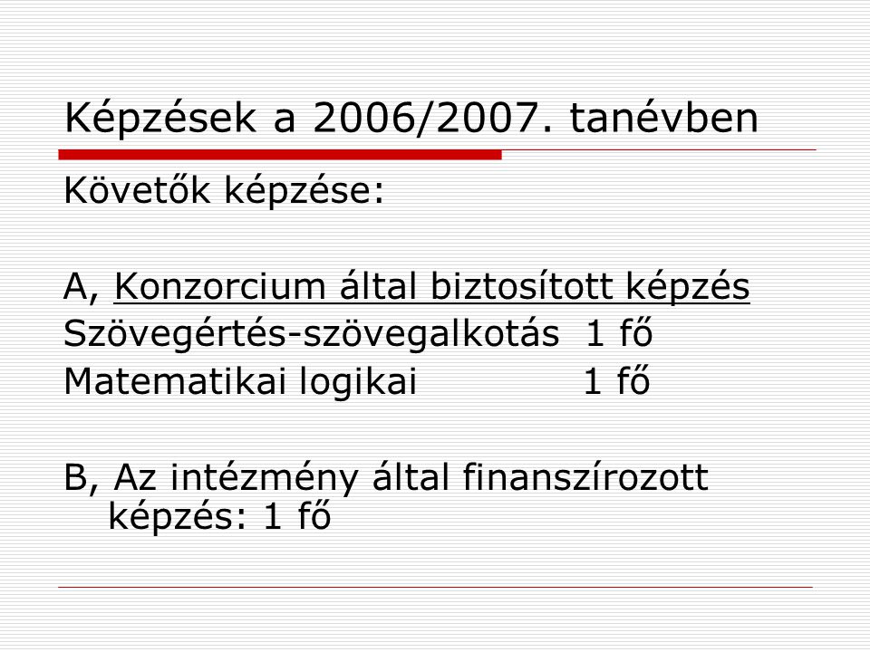 Képzések a 2006/2007.