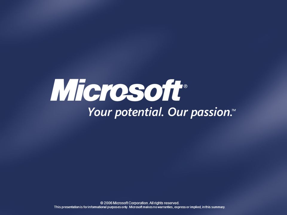 MICROSOFT CONFIDENTIAL © 2006 Microsoft Corporation.