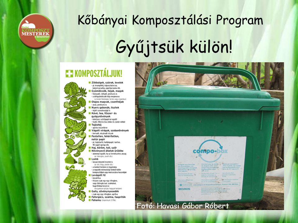 Kőbányai Komposztálási Program Gyűjtsük külön! Fotó: Havasi Gábor Róbert