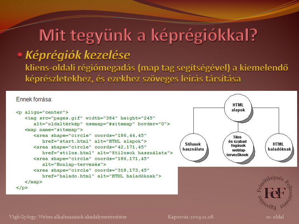 10. oldal Vigh György: Webes alkalmazások akadálymentesítése Kaposvár,