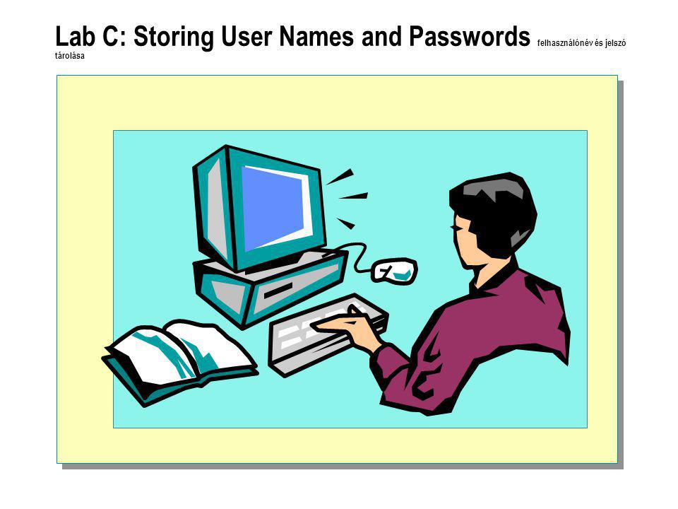 Lab C: Storing User Names and Passwords felhasználónév és jelszó tárolása