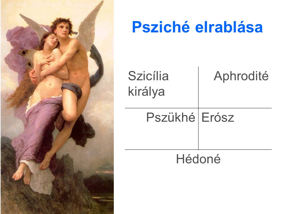 Psziché elrablása Szicília királya Aphrodité PszükhéErósz Hédoné