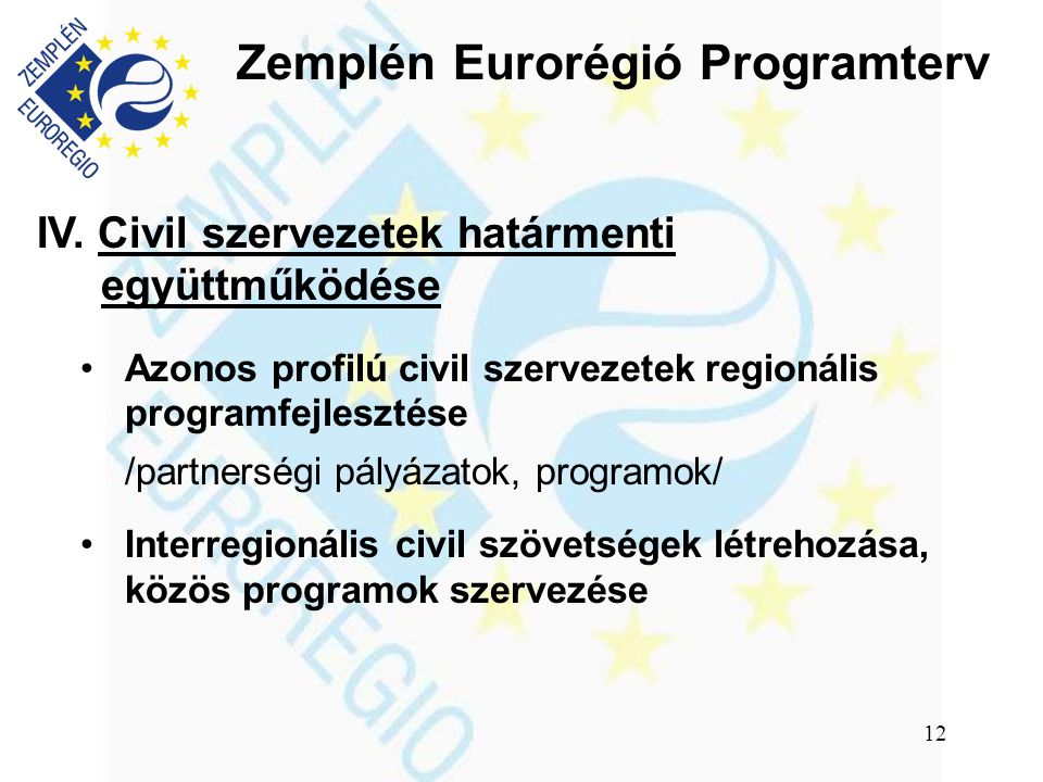 Zemplén Eurorégió Programterv IV.
