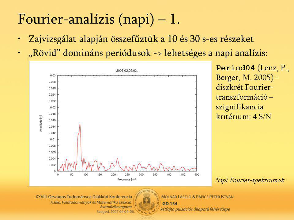 Fourier-analízis (napi) – 1.