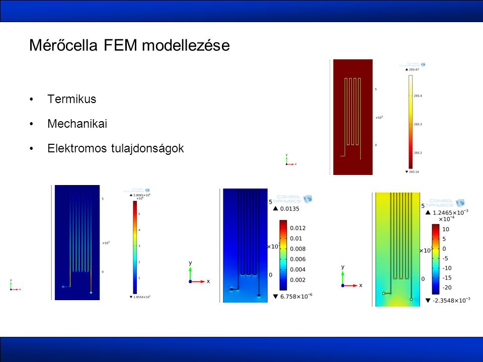 Mérőcella FEM modellezése •Termikus •Mechanikai •Elektromos tulajdonságok