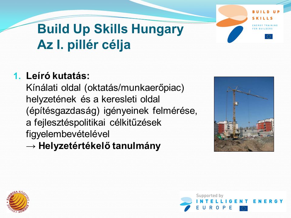 Build Up Skills Hungary Az I. pillér célja 1.