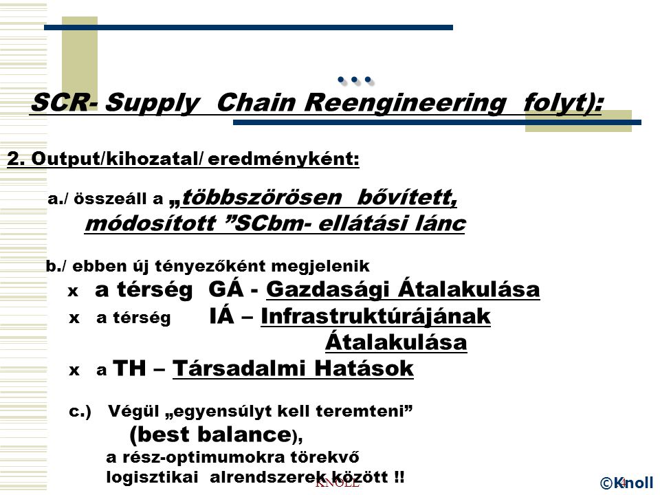 KNOLL14 …… SCR- Supply Chain Reengineering folyt): 2.