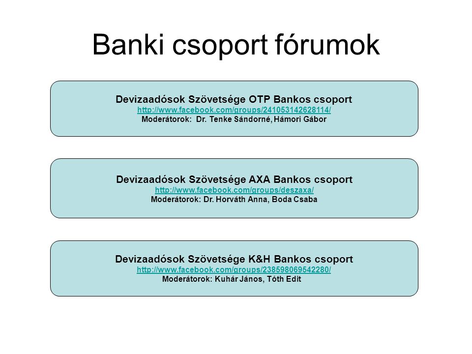 Banki csoport fórumok Devizaadósok Szövetsége OTP Bankos csoport   Moderátorok: Dr.