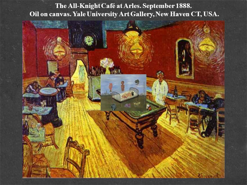 The All-Knight Café at Arles. September Oil on canvas.