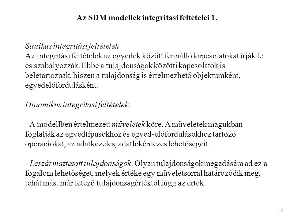 Az SDM modellek integritási feltételei 1.