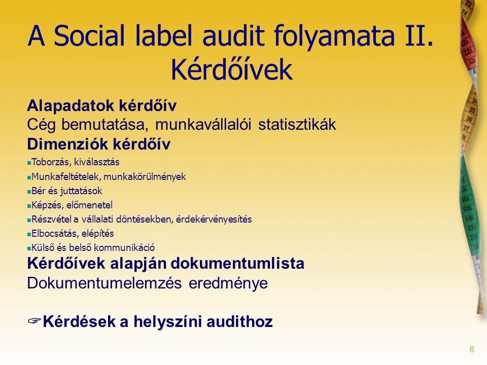 6 A Social label audit folyamata II.