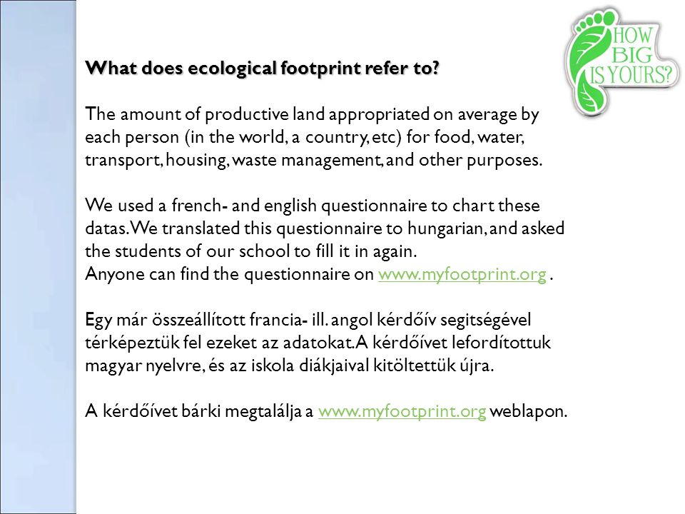 What does ecological footprint refer to.