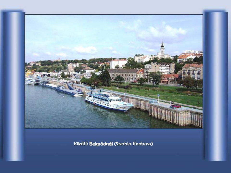 A Száva becsatlakozása a Duna jobb partján, B BB Belgrádnál (Szerbia)