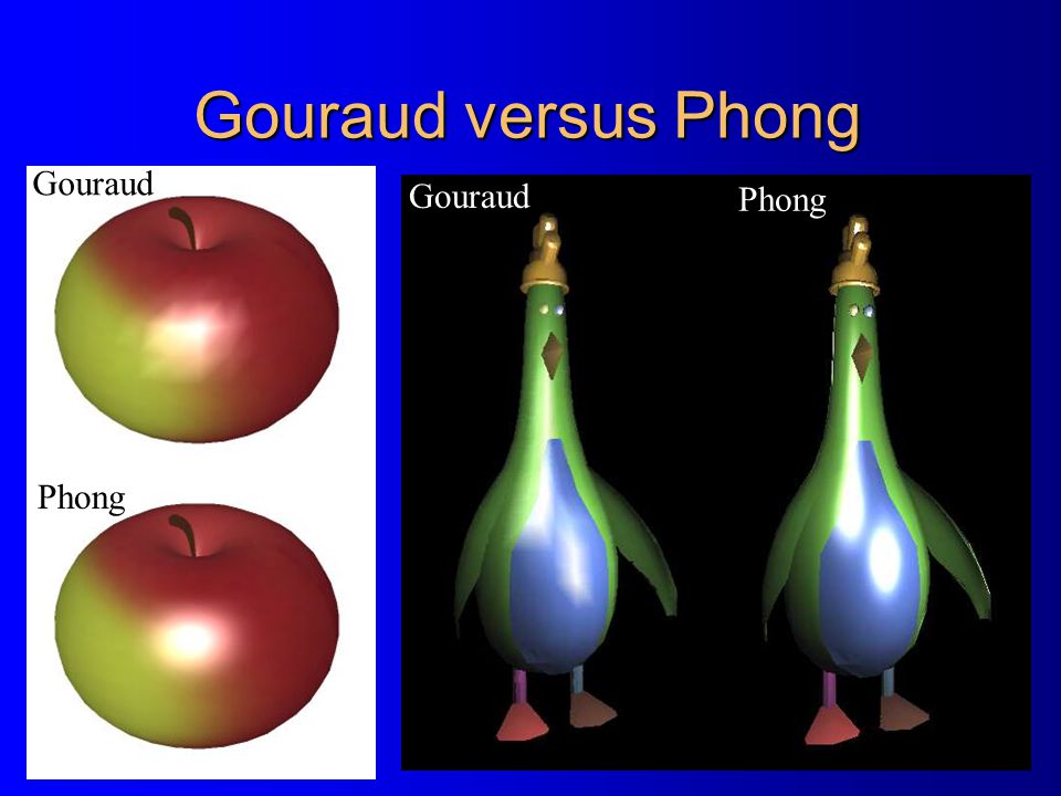Gouraud versus Phong Gouraud Phong Gouraud
