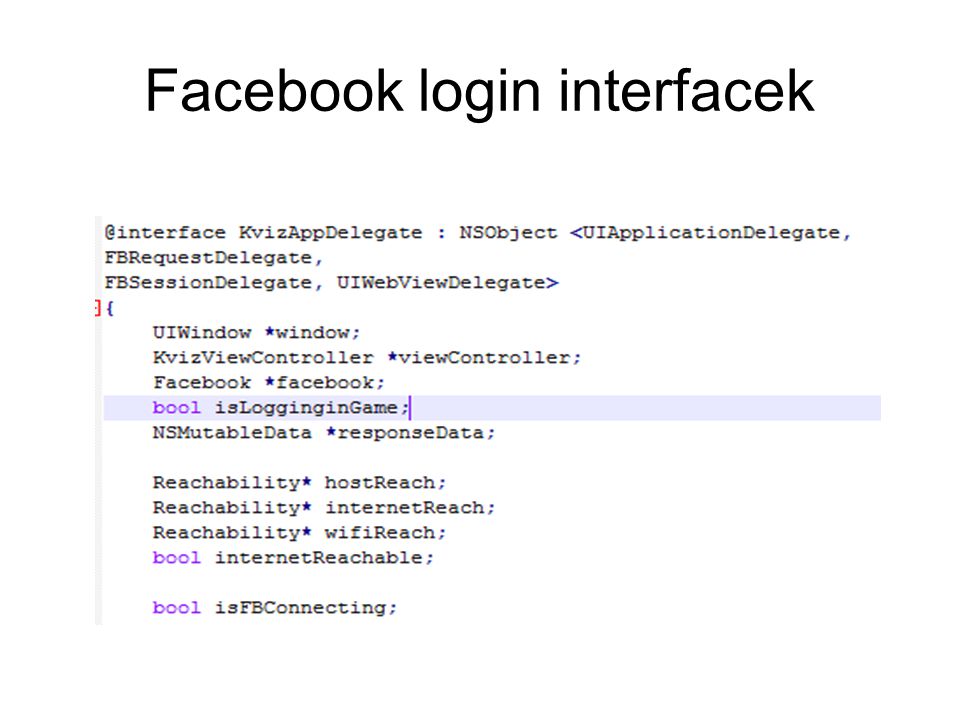 Facebook login interfacek