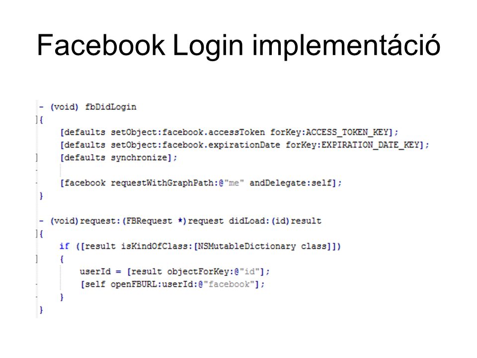 Facebook Login implementáció