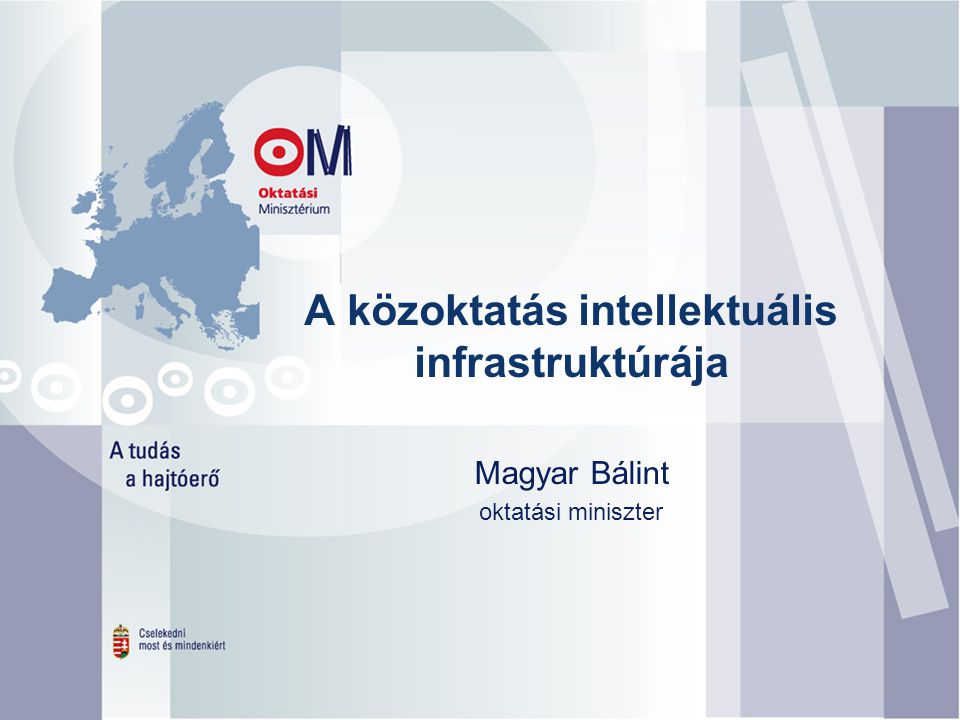 A közoktatás intellektuális infrastruktúrája Magyar Bálint oktatási miniszter