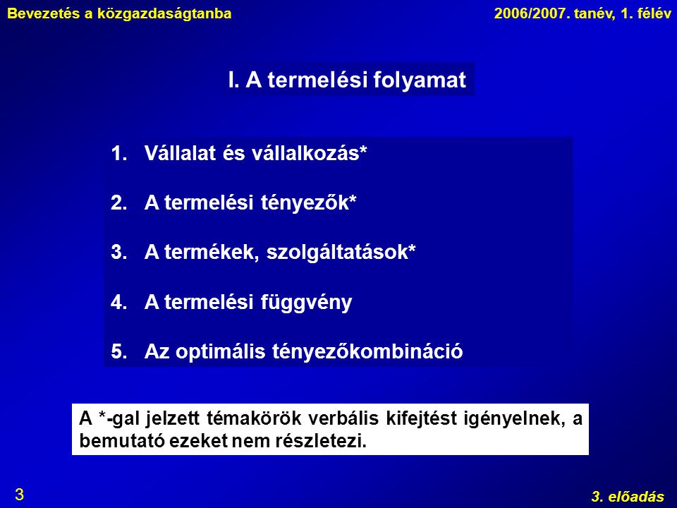 Bevezetés a közgazdaságtanba2006/2007. tanév, 1. félév 3.