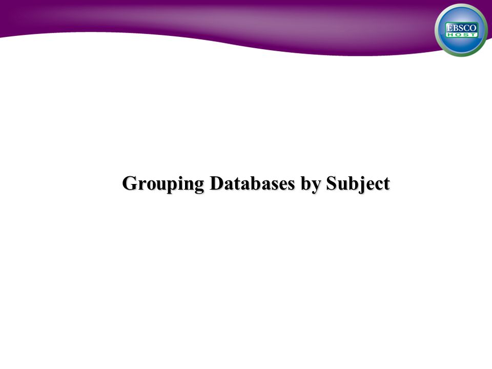Grouping Databases by Subject