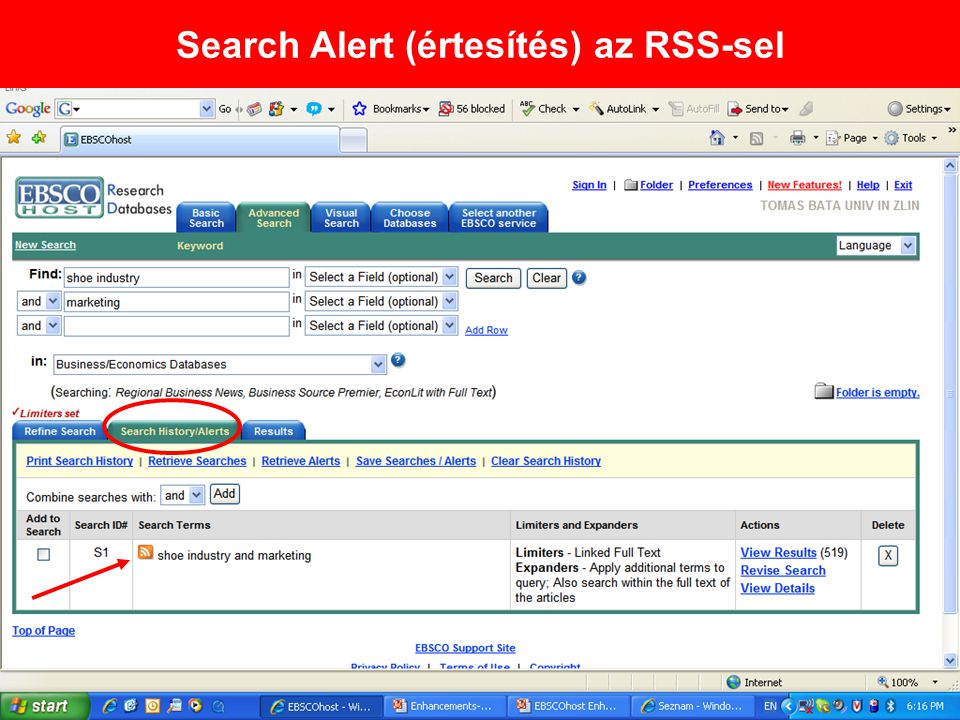 Search Alert (értesítés) az RSS-sel