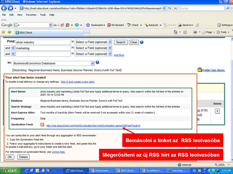 Bemásolni a linket az RSS leolvasóba Megerősíteni az új RSS hírt az RSS leolvasóban