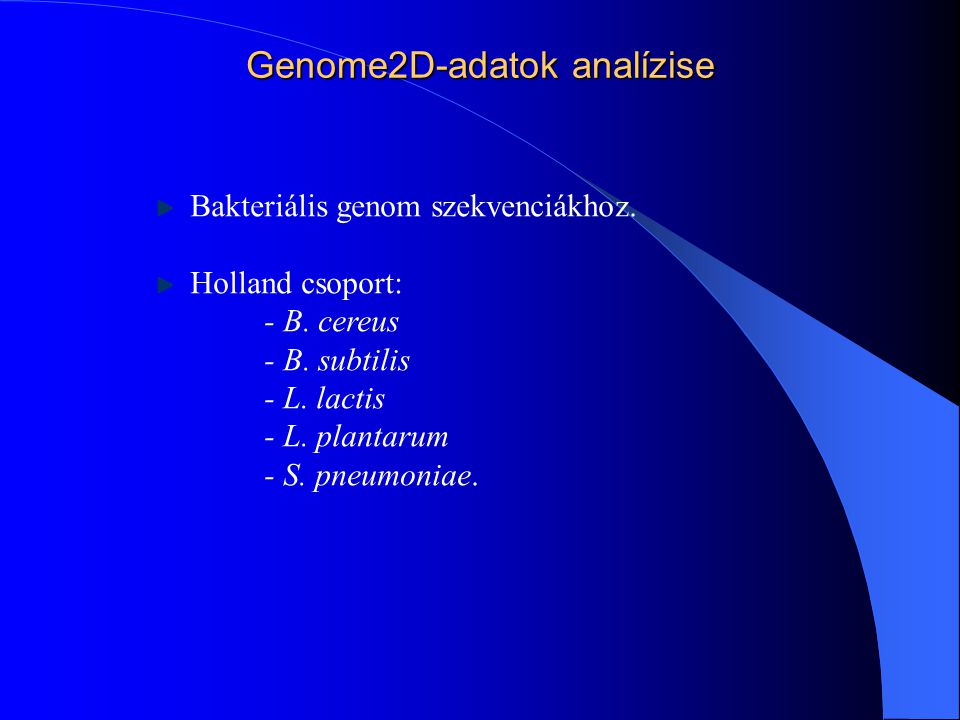 Genome2D-adatok analízise Bakteriális genom szekvenciákhoz.
