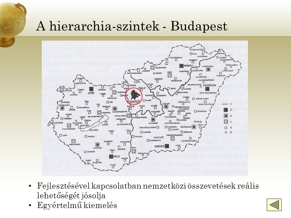 A hierarchia-szintek - Budapest Fejlesztésével kapcsolatban nemzetközi összevetések reális lehetőségét jósolja Egyértelmű kiemelés