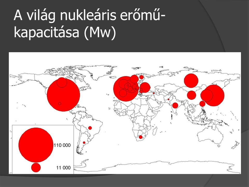 A világ nukleáris erőmű- kapacitása (Mw)