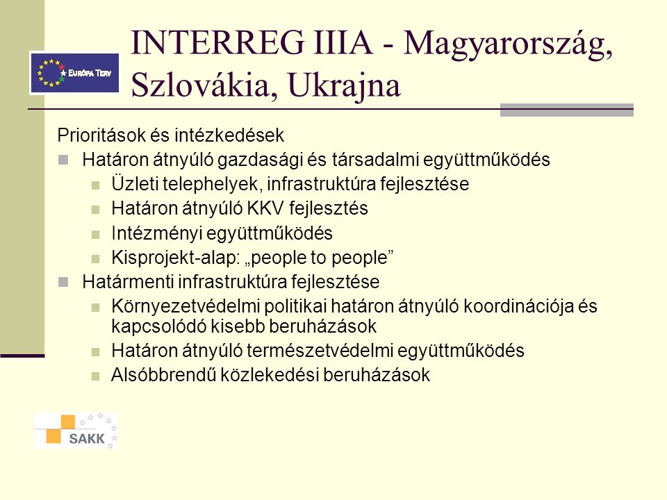 INTERREG IIIA program által érintett határmenti térségek