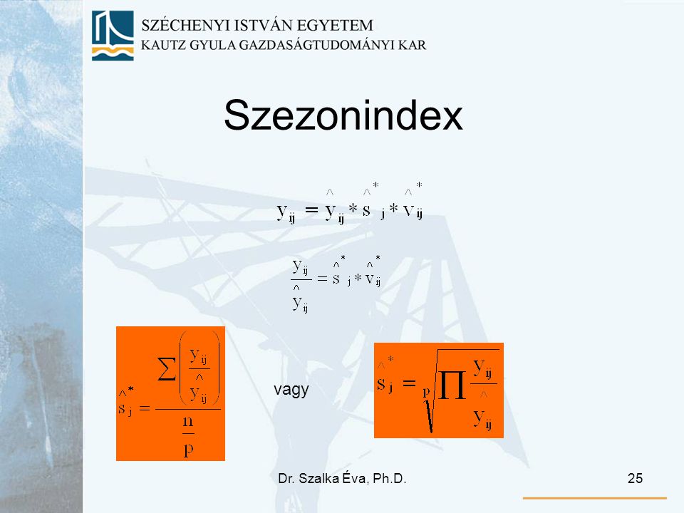 Dr. Szalka Éva, Ph.D.25 Szezonindex vagy