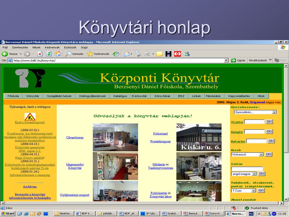 Könyvtári honlap