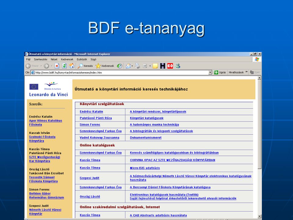 BDF e-tananyag