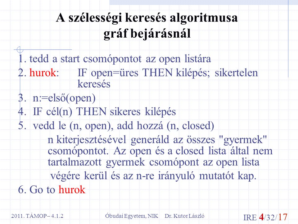 IRE 4 /32/ 17 Óbudai Egyetem, NIK Dr. Kutor László2011.