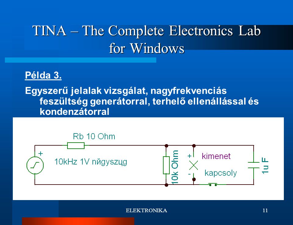 ELEKTRONIKA11 TINA – The Complete Electronics Lab for Windows Példa 3.