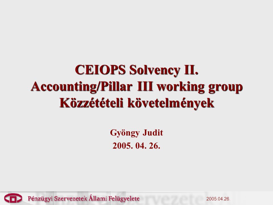 CEIOPS Solvency II.