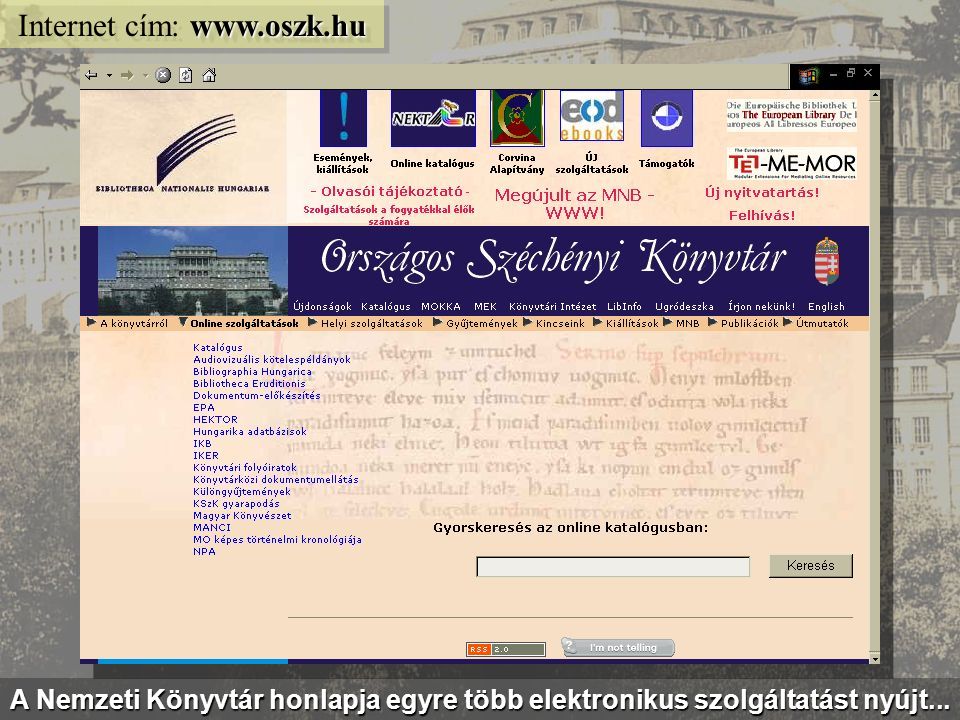 Az Országos Széchényi Könyvtár elektronikus szolgáltatásai