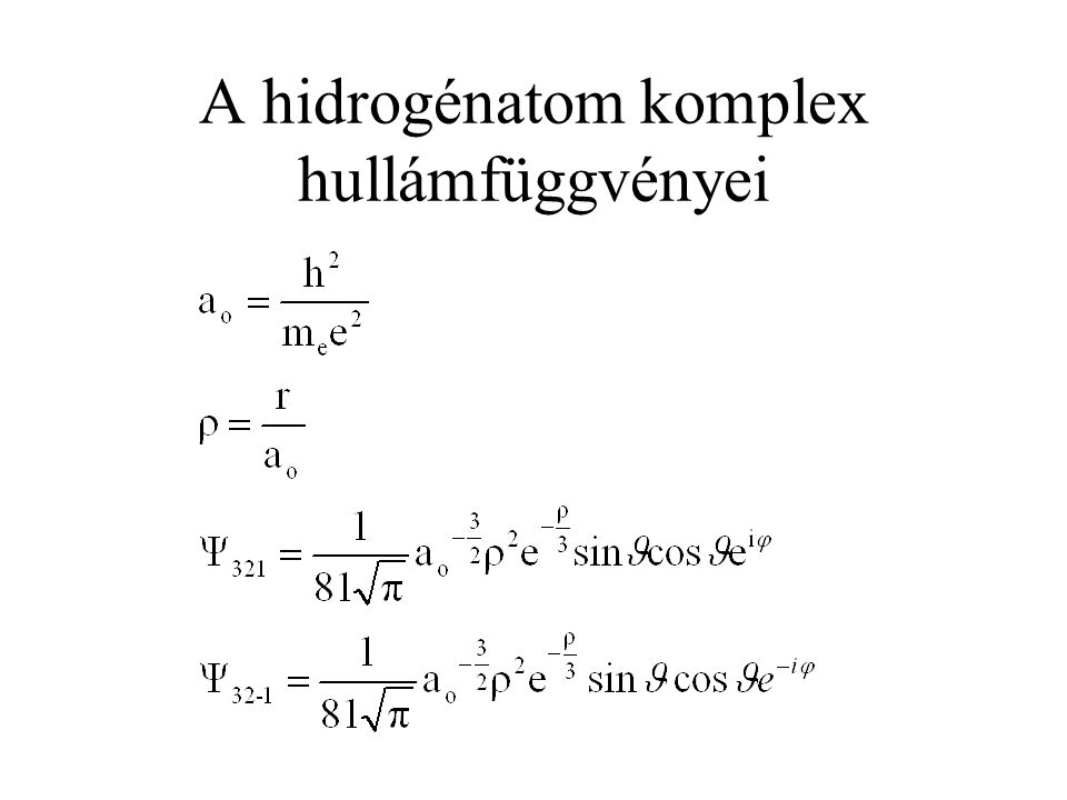 A hidrogénatom komplex hullámfüggvényei