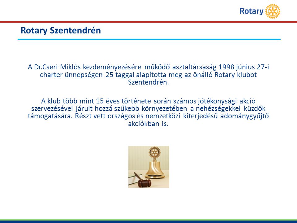 A Rotary Szentendrén, Látásvizsgálati asztaltársaság