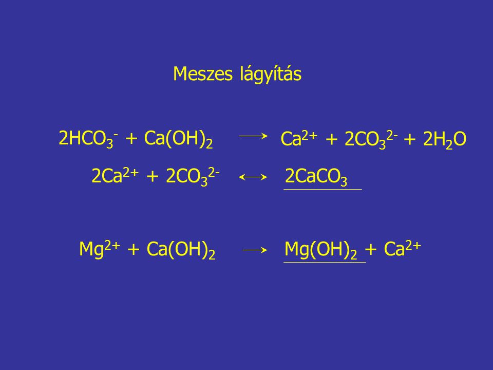 Ca 2+ + 2HCO 3 - Ca 2+ + H 2 O + CO 2 + CO 3 2- CaCO 3 képződés Túl sok CO ...
