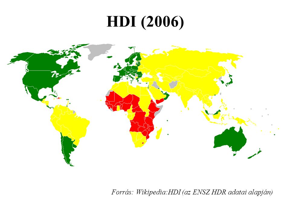 HDI (2006) Forrás: Wikipedia:HDI (az ENSZ HDR adatai alapján)