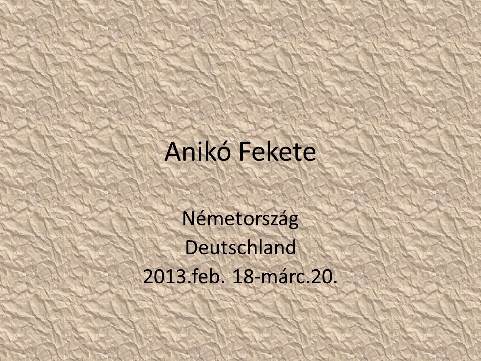 Anikó Fekete Németország Deutschland 2013.feb. 18-márc.20.