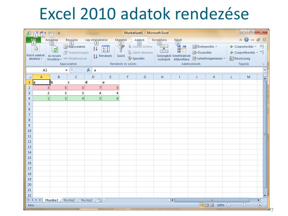 Excel 2010 adatok rendezése 27