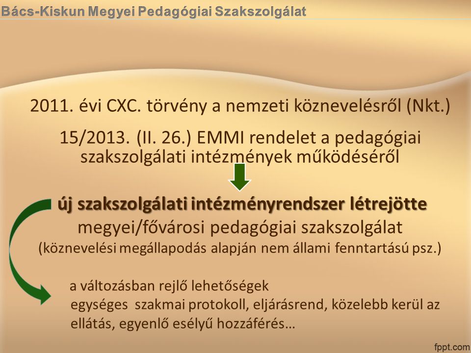 2011. évi CXC. törvény a nemzeti köznevelésről (Nkt.) 15/2013.
