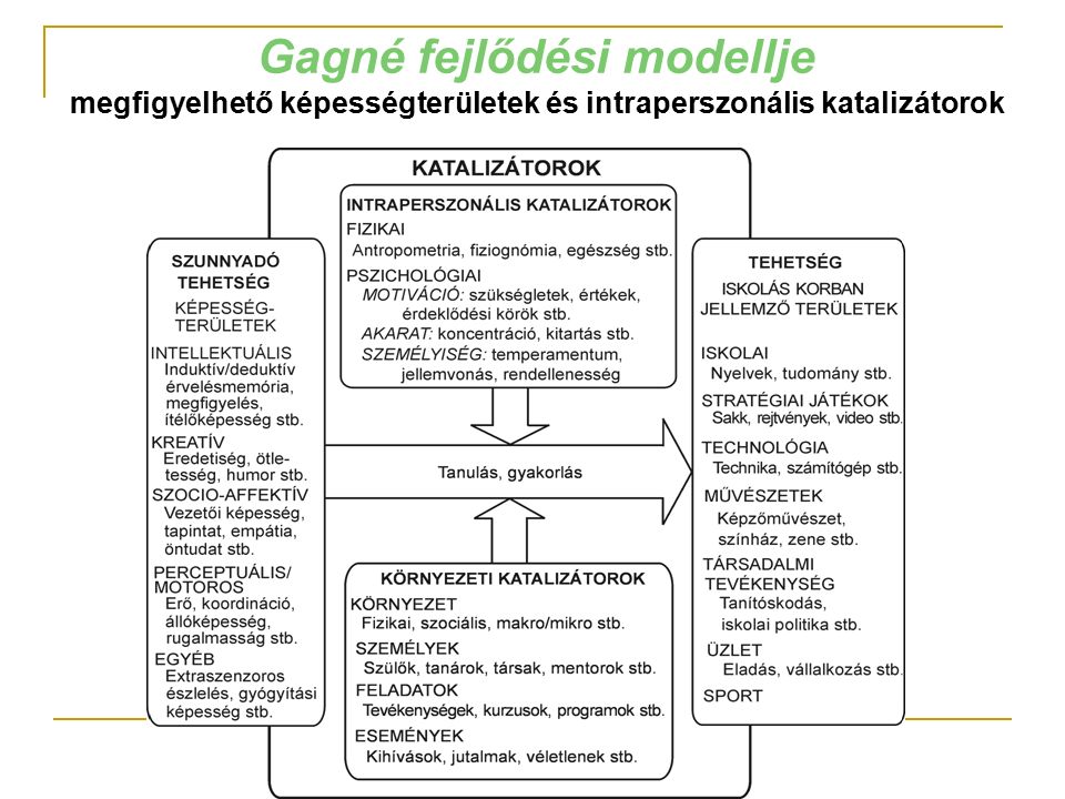 Gagné fejlődési modellje megfigyelhető képességterületek és intraperszonális katalizátorok